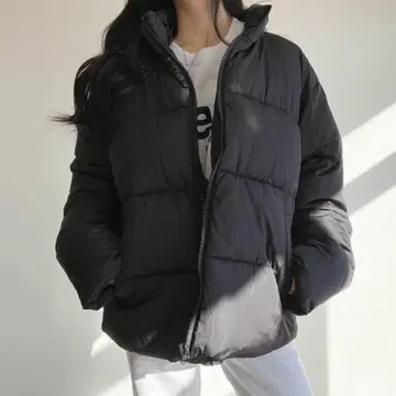 하이넥 숏 다운 블랙 L 사이즈 여성용