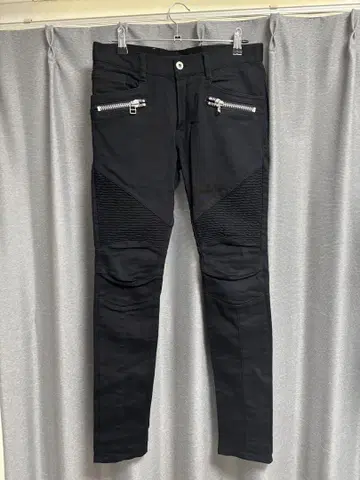 no id 블랙 스키니 바이커 데님
