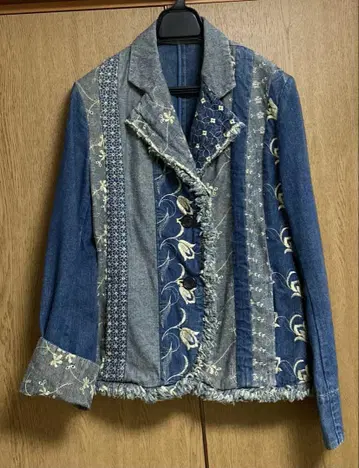 자수 데님 자켓