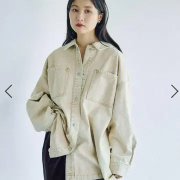 LEPSIM 프린지 패치 BIG 데님 셔츠