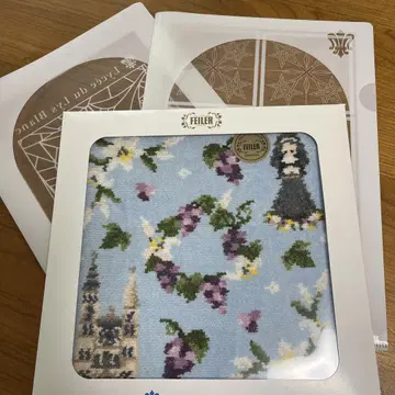 백합학원 FEILER 꽃무늬 타월 손수건 스카이블루 클리어 파일