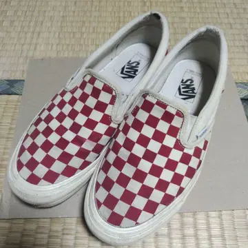 vans 슬립온 빨흰 체크 플래그 애너하임 공장 26cm