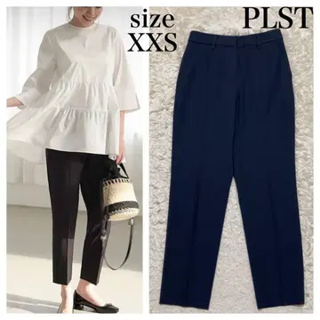[ 작은 사이즈 ] PLST 린넨 블렌드 스틱 팬츠 네이비 XXS