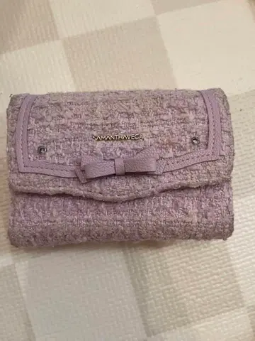 SAMANTHAVEGA 리본 포함 트위드 3단 폴더형 지갑