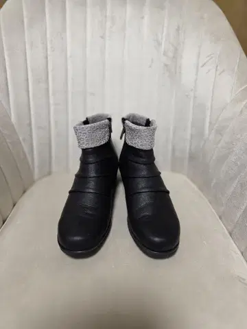 가죽 캐주얼 부츠 그레이 접이식