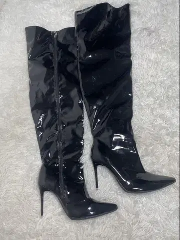 [컨디션 최상] 싸이하이 부츠 니하이 부츠 안쪽 사이드 풀 지퍼 27cm