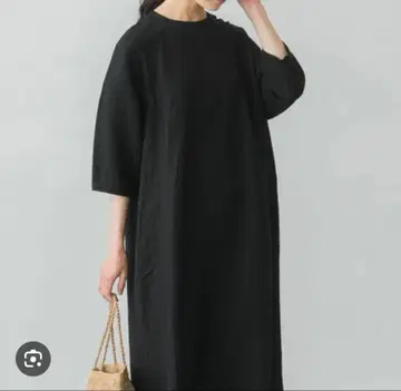 블랙 롱 원피스 7부 소매