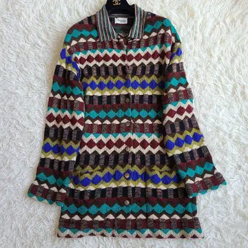 새상품급 LL 미쏘니 지그재그 니트 가디건 롱 멀티 컬러