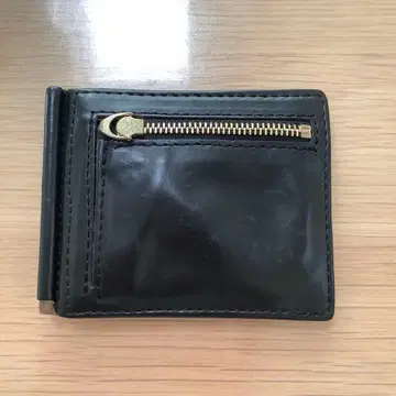 블랙 가죽 머니클립 이단 접이