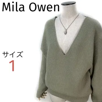 Mila Owen 깊은 V넥 니트 새상품급 양모 혼방 루즈핏 두꺼운 원단