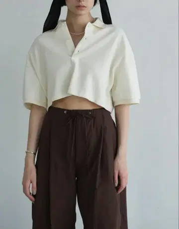 [ CLANE ] CROPPED POLO TOPS