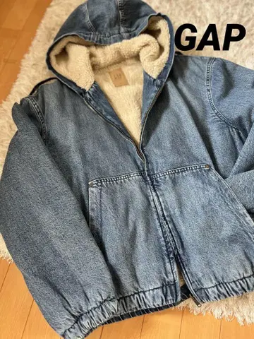 GAP 오버 사이즈 보아 안감 데님 집업 후드티
