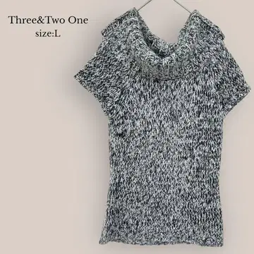 Three&Two One 오프숄더 니트 반팔 니트 블랙 계열
