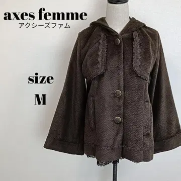 [ a1987 ] axes femme 후디드 판초 코트 M 브라운