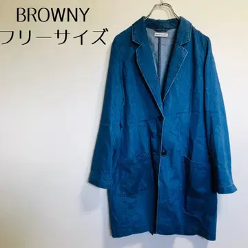 [ BROWNY 브라우니 ] 얇은 소재 자켓 파랑 포켓 버튼 뒷 슬릿