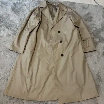 158 유니클로 UNIQLO 안감 부착 베이지 더블 버튼 트렌치코트