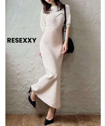 택 포함 RESEXXY 미사용 새상품 시어 콤비 니트 원피스