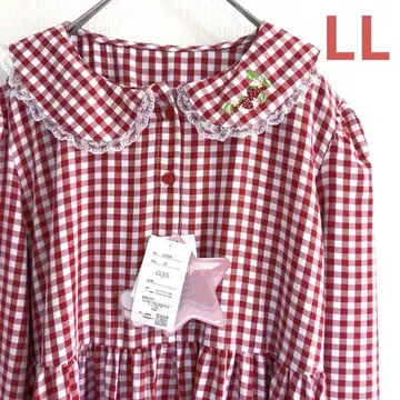 시마무라 호시나 사쿠라코 깅엄 체크 둥근 카라 원피스 LL