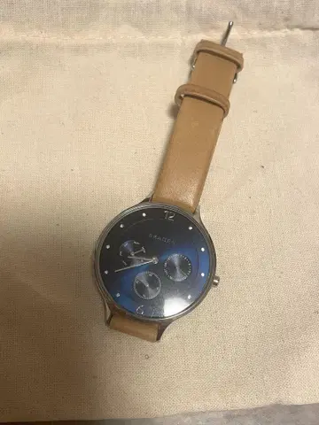 SKAGEN 아날로그 손목시계 블루 가죽