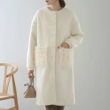 메라키 meraki 튤 포켓 롱 코트 화이트
