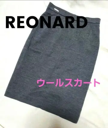 REONARD 따뜻한 레오나르 울 타이트 스커트 그레이 로고 L