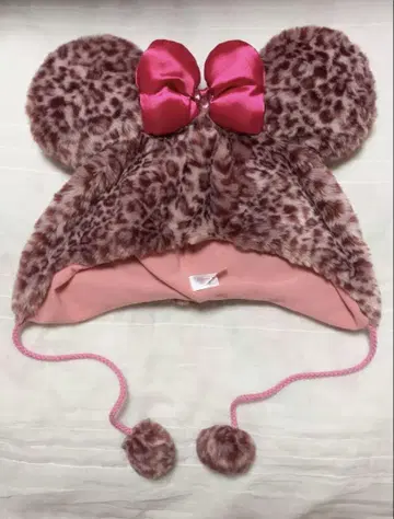 새상품급 디즈니 미니 레오파드 무늬 표범 무늬 팬캡 모자 핑크