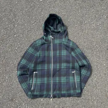 90s-00s archive 블랙워치 후드티 사선 지퍼