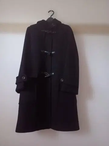 23구 블랙 더플 코트 후드 부착