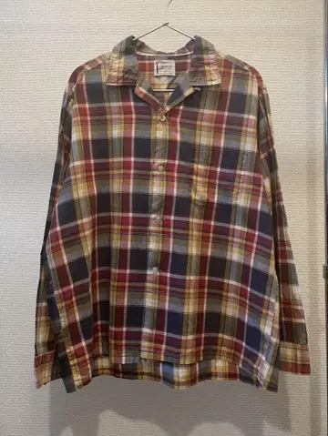 새상품급 60s SEARS 오픈 카라 셔츠 마드라스 체크