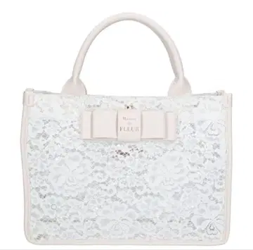 [택 포함 미사용 새상품] 메종 드 플뢰르 레이스 클리어 토트백 화이트
