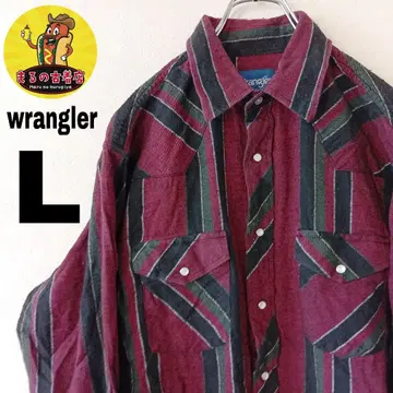 USA 구제 의류 wrangler 플란넬 셔츠 L 레드 그린