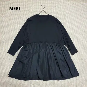 MERI 미 2024 콤비 개더 돌먼 튜닉 블랙