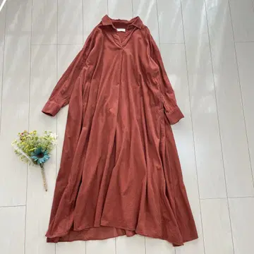카구레 kagure 코듀로이 긴팔 롱 원피스 플레어 코튼