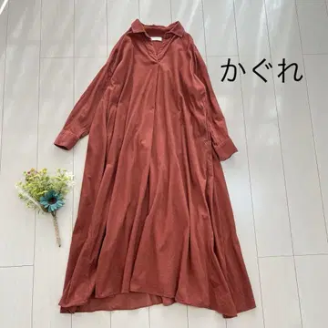 카구레 kagure 코듀로이 긴팔 롱 원피스 A라인 플레어