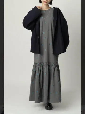 카듀네 CADUNE 꽃무늬 자수 롱 원피스 맥시 38