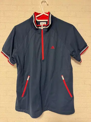 adidas 여성용 하프 지퍼 피케 셔츠 M