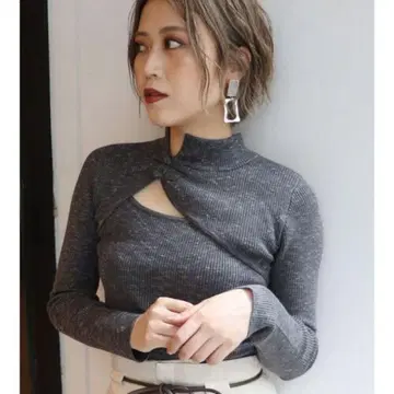 MURUA 차이나풍 타이트 니트 새상품급 긴팔 믹스 그레이