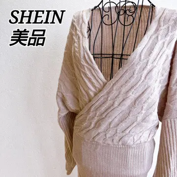 새상품급 SHEIN V넥 니트 원피스 케이블 짜임 크로스 디자인