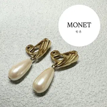 MONET 골드 모조 진주 드롭 귀찌