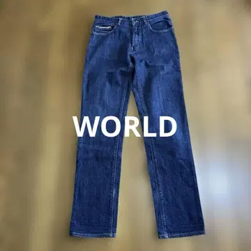 데님 스트레이트 청바지 다크 블루 월드 WORLD 남성용