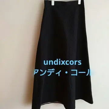 un dix cors 블랙 플레어 스커트 사이즈 F 와플 가공