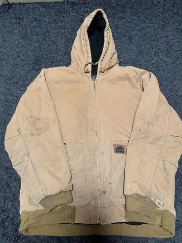 베이지 후드 부착 집업 자켓