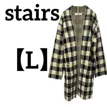 stairs [ LL ] 체크 무늬 롱 가디건 포켓 있음