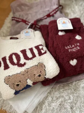 gelato pique holiday 자카드 베어 하트 아란 팬츠 SET