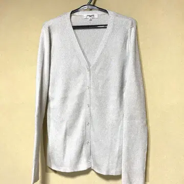 내추럴 뷰티 베이직 가디건 화이트 계열 라메 믹스 M