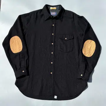 70s PENDLETON 보드 셔츠 L 블랙 단색 수축 없음
