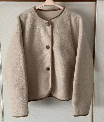 노카라 자켓 베이지 울 혼방