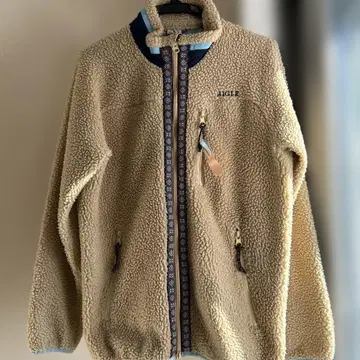 AIGLE 베이지 노르딕 무늬 플리스 자켓