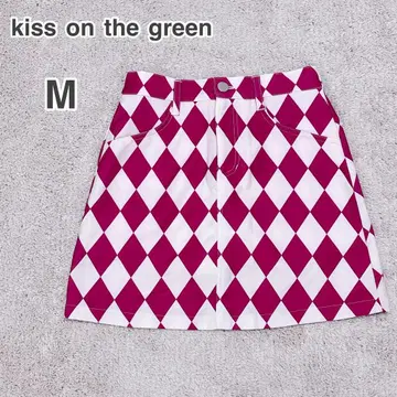 kissonthegreen 스커트 (M) 아가일 무늬 골프웨어 핑크