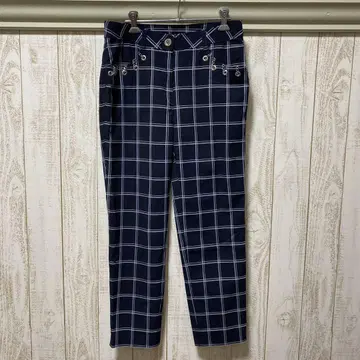 이타리야 체크 무늬 포켓 체인 팬츠 사이드 슬릿